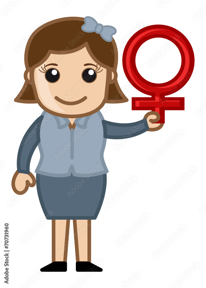 Woman Holding Female Sex Symbol - Vector Illustration Woman Holding Female Sex Symbol - Vector Illustration