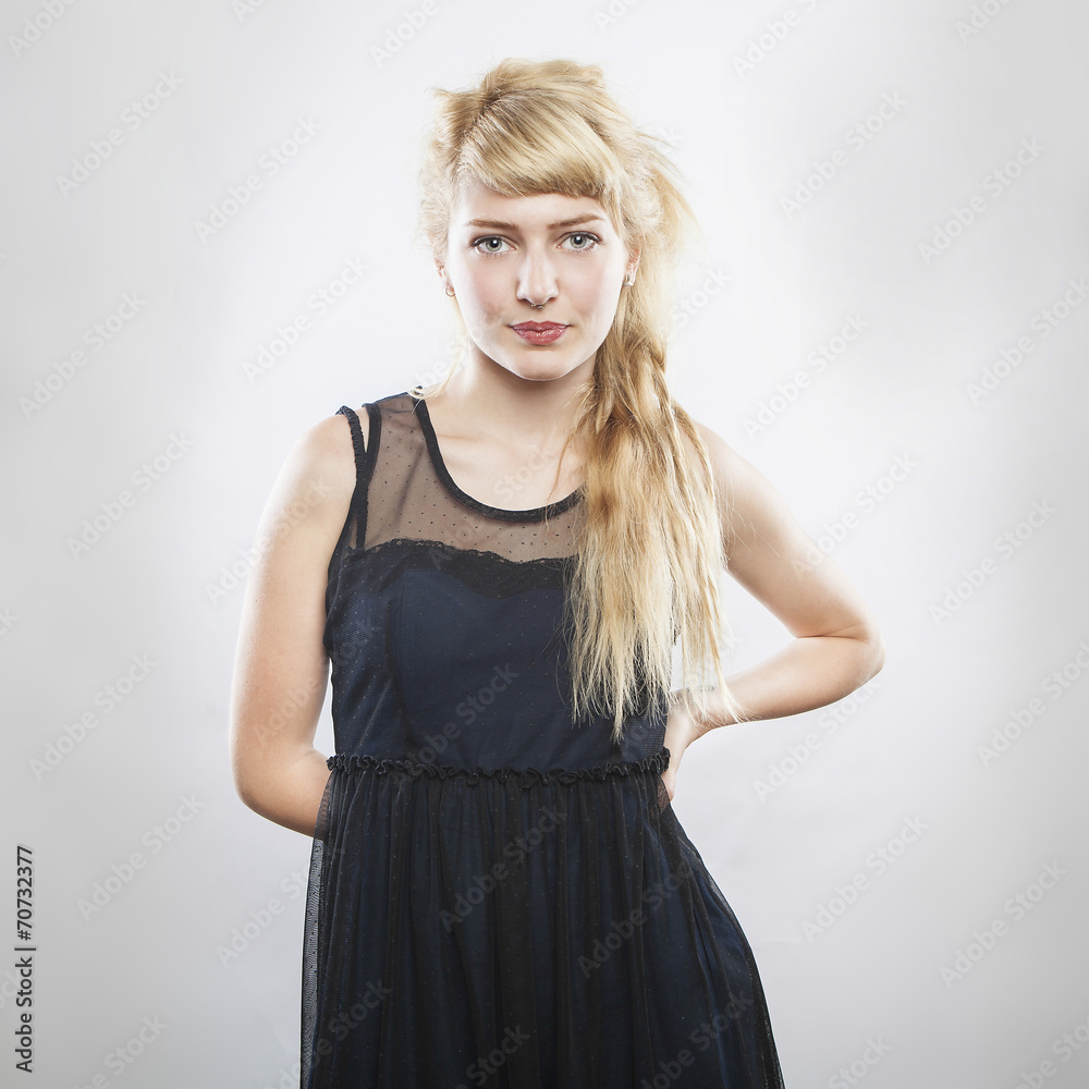 portrait of a young beautiful blonde woman on white background portrait of a young beautiful blonde woman on white background