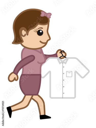 Going to Iron a Shirt - Vector Illustration