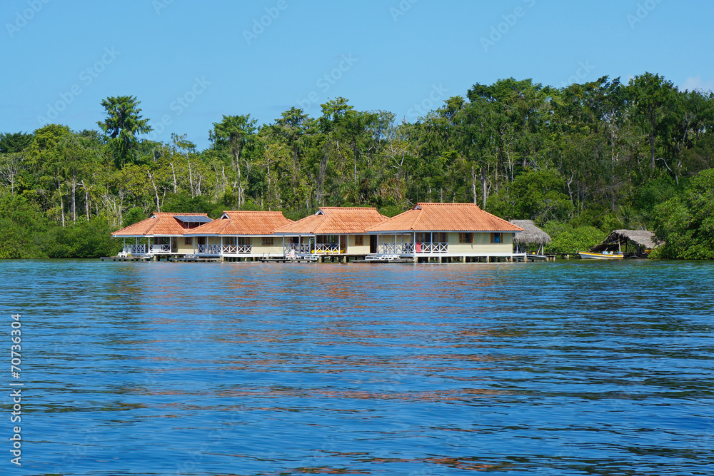 Caribbean vacation houses over water in Panama