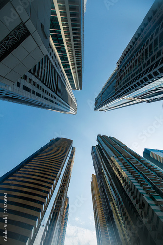 Tall Dubai Marina skyscrapers in UAE