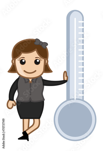 Girl Standing with Thermometer