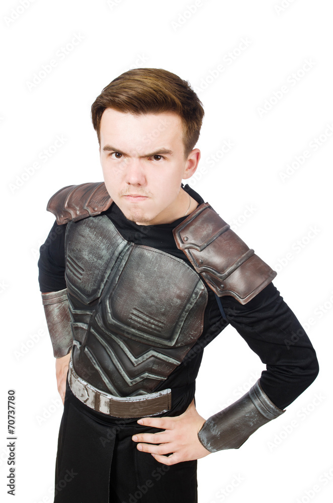 Funny warrior isolated on the white background Funny warrior isolated on the white background