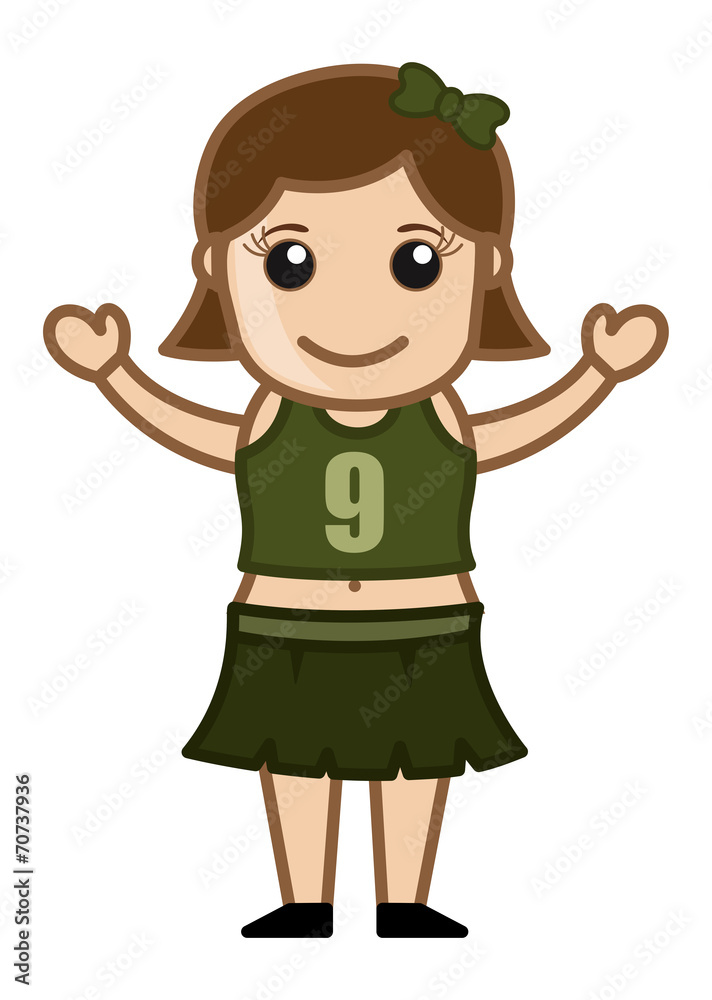 Cartoon Vector Character - Cute Happy Cheerleader Girl Cartoon Vector Character - Cute Happy Cheerleader Girl
