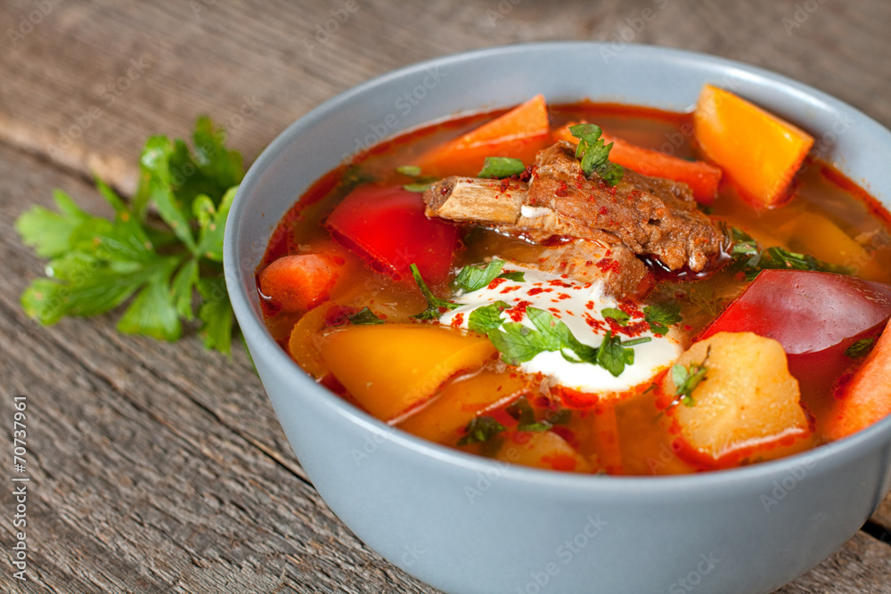 Traditional hungarian dish bograch goulash