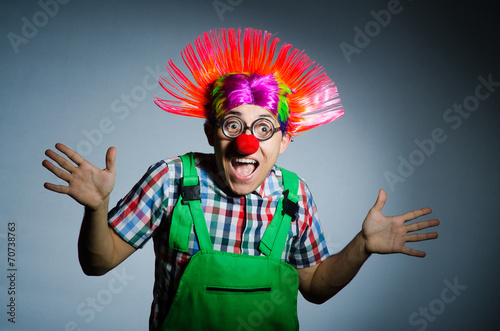 Funny clown against the grey background