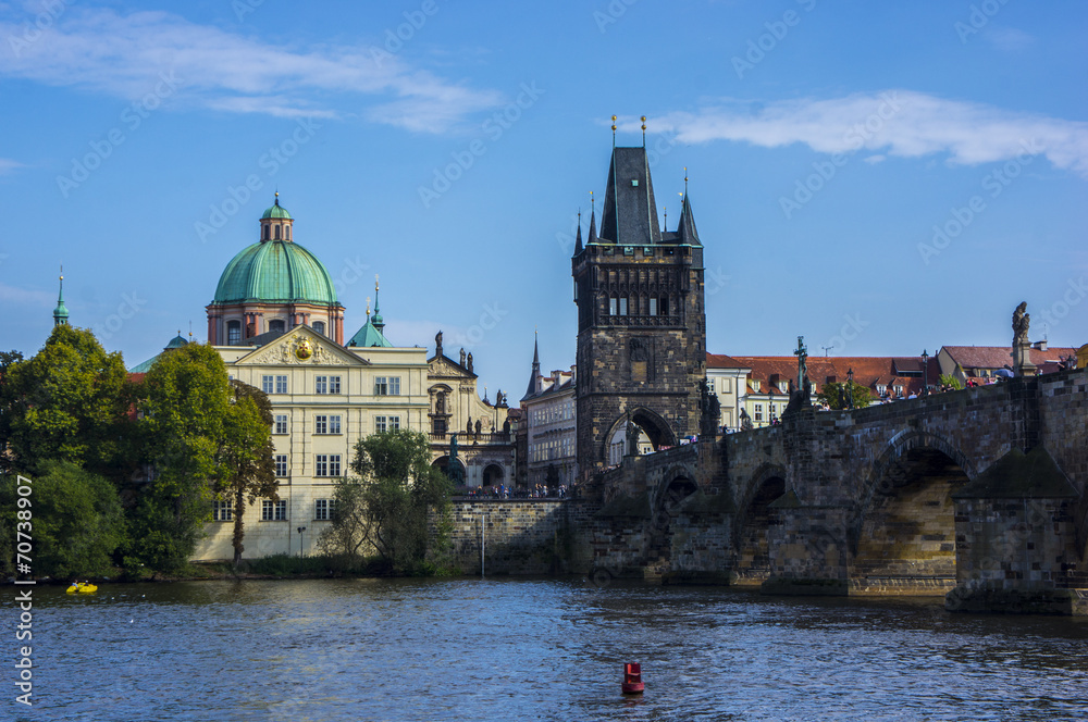 Panormany view of the Charles Bridge in Prague