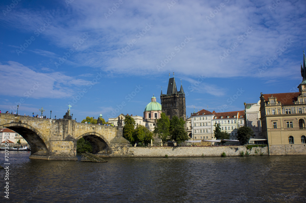Panormany view of the Charles Bridge in Prague
