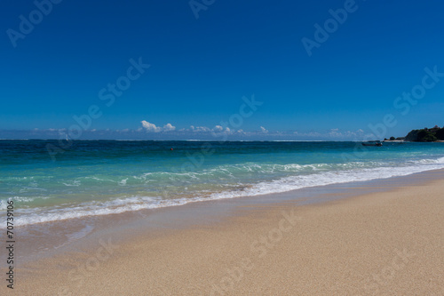 Beautiful tropical beach with lush vegetation © juniart