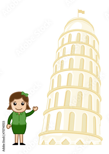 Tower of Pisa Vector Cartoon