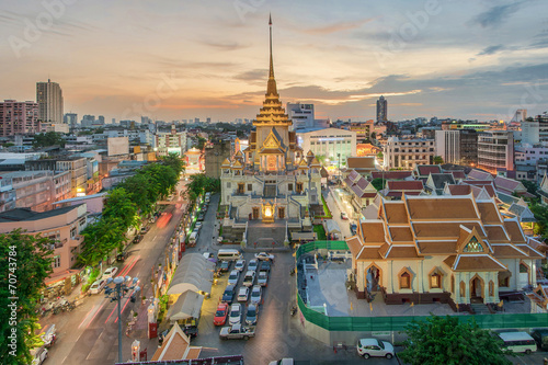 Beautiful gold temple in Thailand name Wat Traimit.,Bangkok, Tha