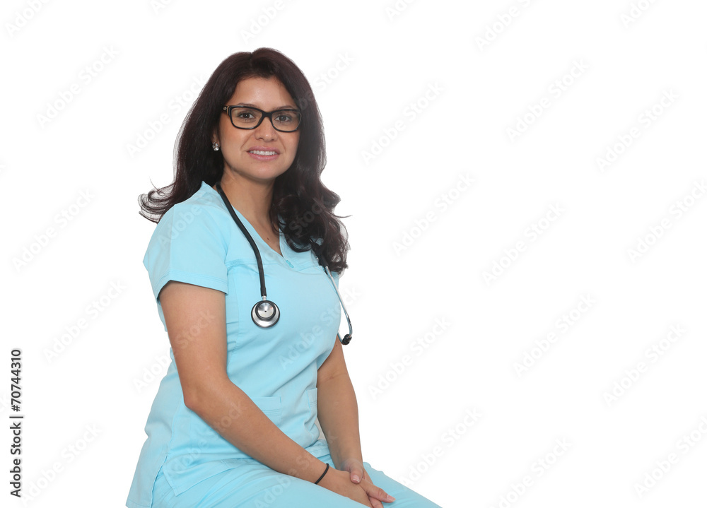 Portrait of a Nurse on White Background with copy space Portrait of a Nurse on White Background with copy space