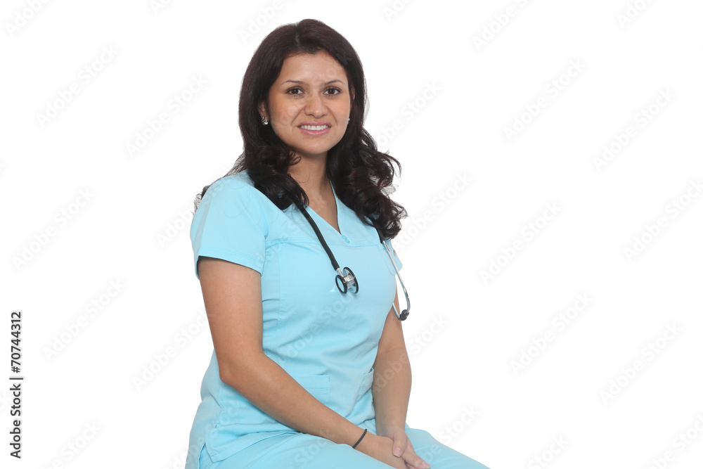 Portrait of a Nurse on White Background with copy space Portrait of a Nurse on White Background with copy space