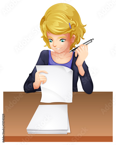 A woman taking an exam