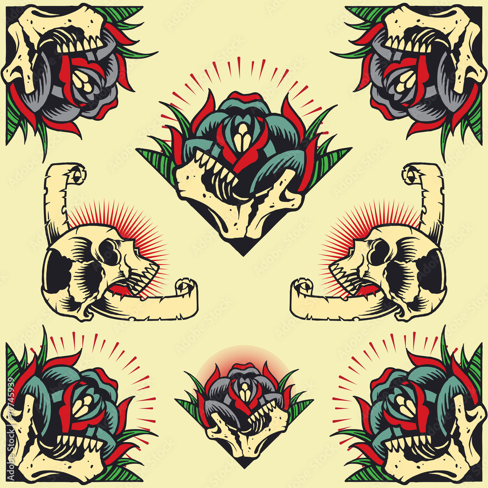 Skull and Rose Frames set 04