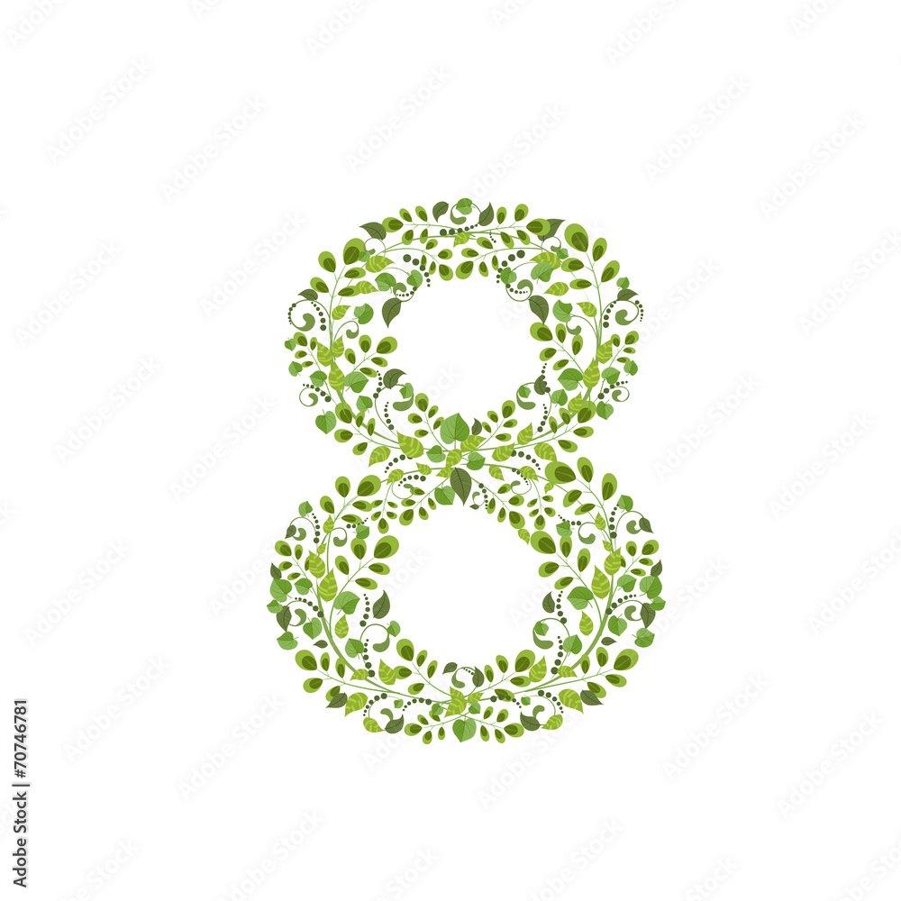 Spring green leaves. eco number 8 Spring green leaves. eco number 8