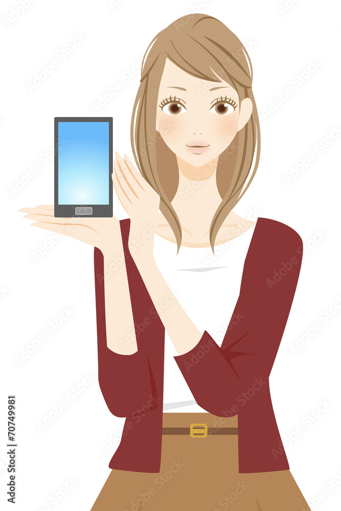 スマートフォンを持つ女性 スマートフォンを持つ女性