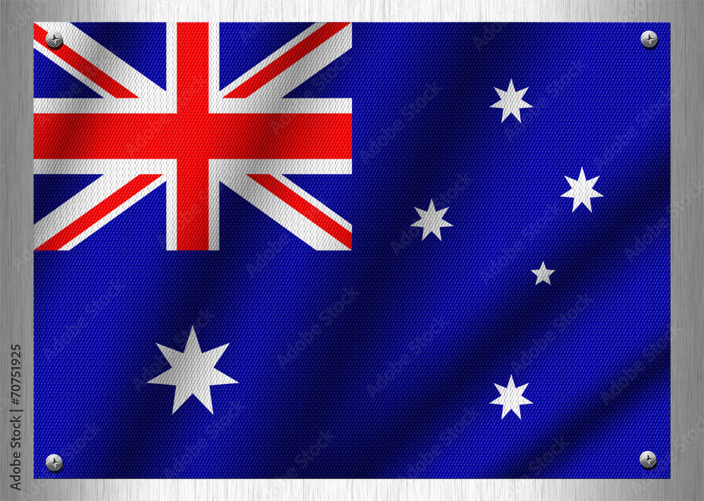 Fototapeta premium Australia flag patterns on the steel plate.