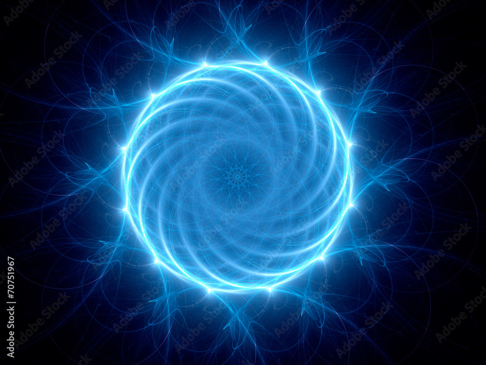 Naklejka premium Niebieska świecąca okrągła moc w przestrzeni