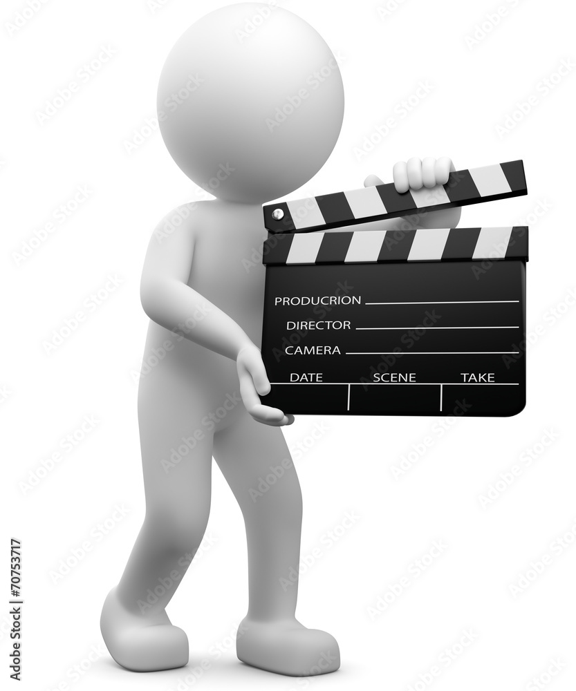 Naklejka premium 3d Männchen mit Filmklappe