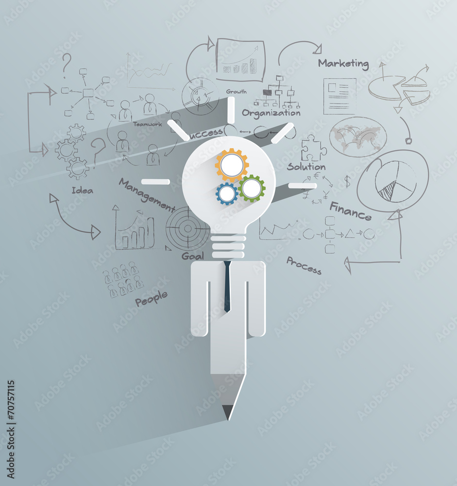 Light bulb with drawing business success strategy plan idea Light bulb with drawing business success strategy plan idea
