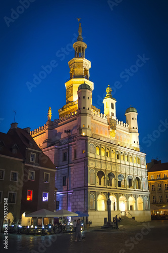 old town hall in Poznan - photo taken at night