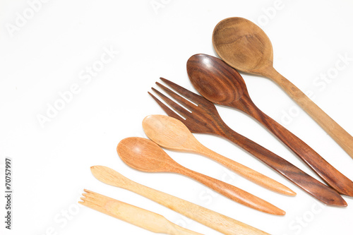 Wooden spoon set isolated on white