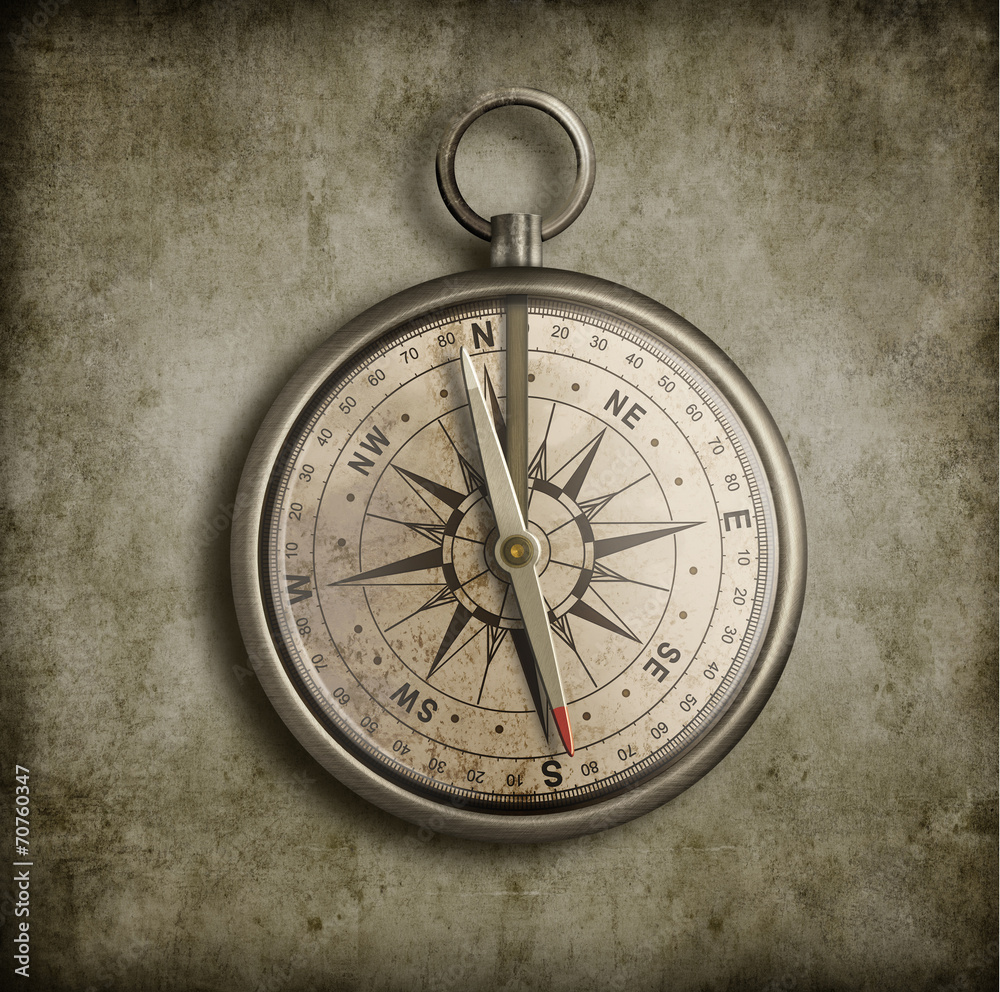 old compass over vintage background