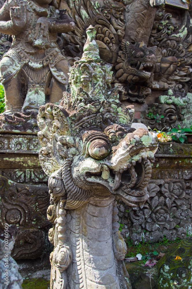Ancient sculpture in the temple, Bali