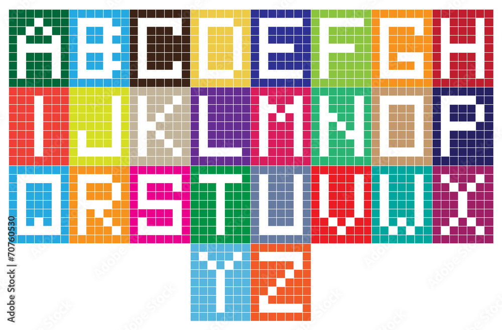 set of digital alphabet letters set of digital alphabet letters