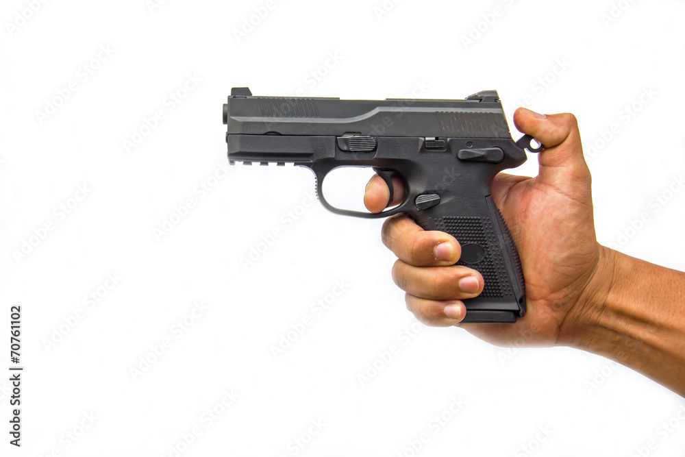 gun and ammo isolated on white gun and ammo isolated on white