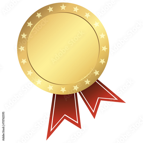 gold button with ribbon