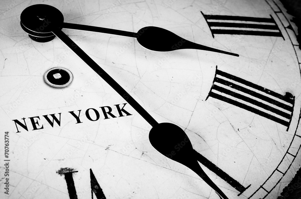 New York black and white clock face - obrazy, fototapety, plakaty 