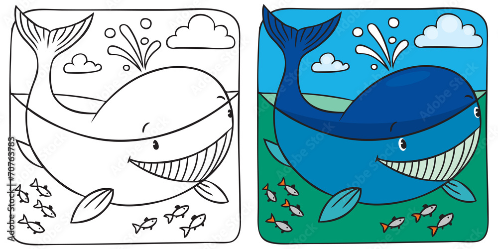 Fototapeta premium Little whale coloring book