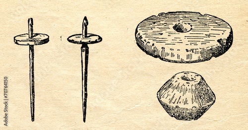 Obraz na płótnie Spindles and spindle whorls w salonie