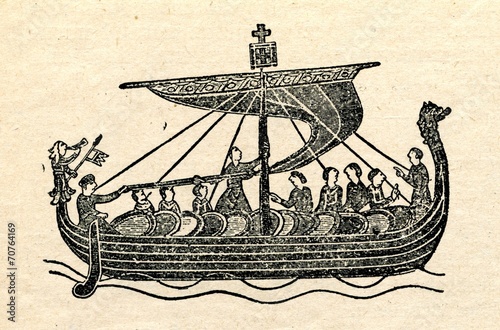 Obraz na płótnie Viking ship (Bayeux Tapestry) w salonie