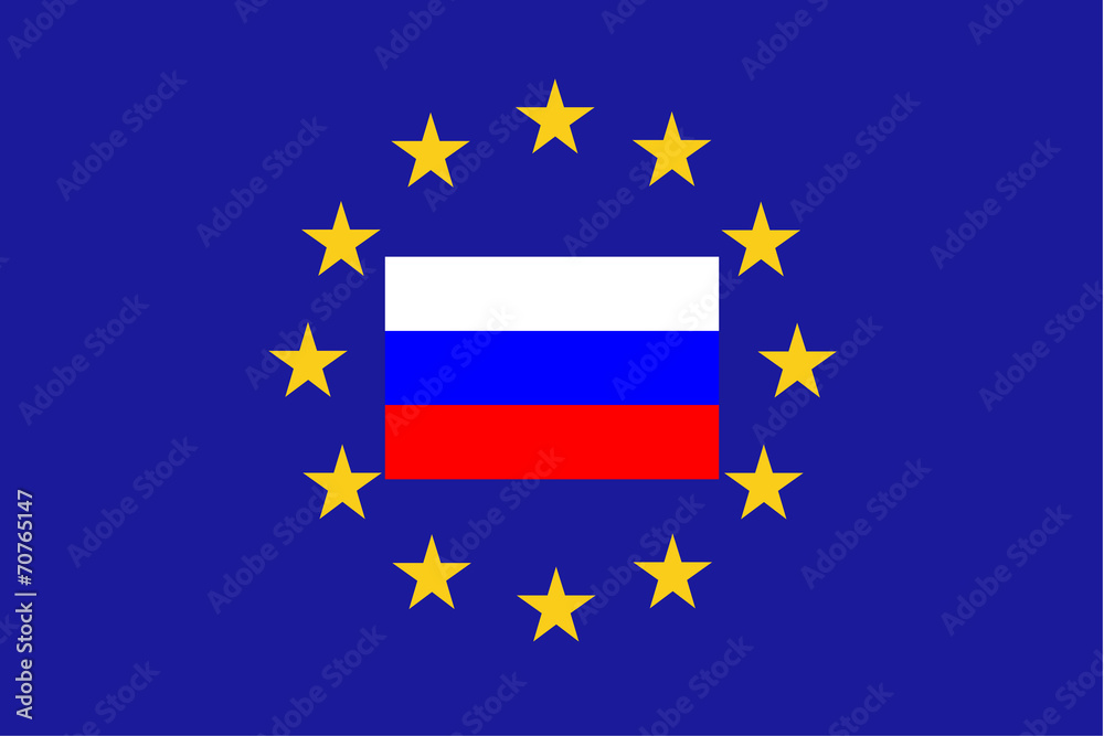 Fototapeta premium Vector flag of EU with Russia