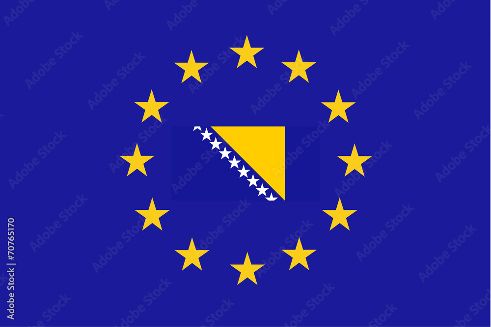 Vector flag of EU with Bosnia & Herzegovina Vector flag of EU with Bosnia & Herzegovina
