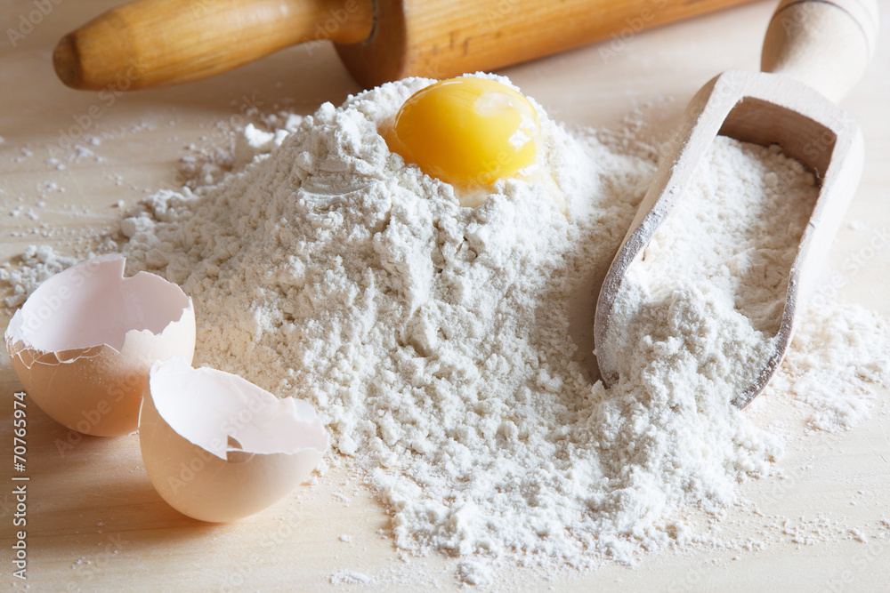 Flour on table Flour on table