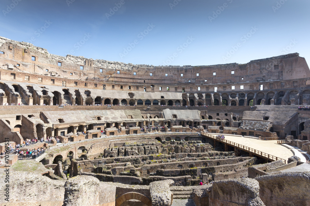 Interior view of the Colosseum, Italy.