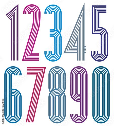 Geometric colorful numbers with straight lines.