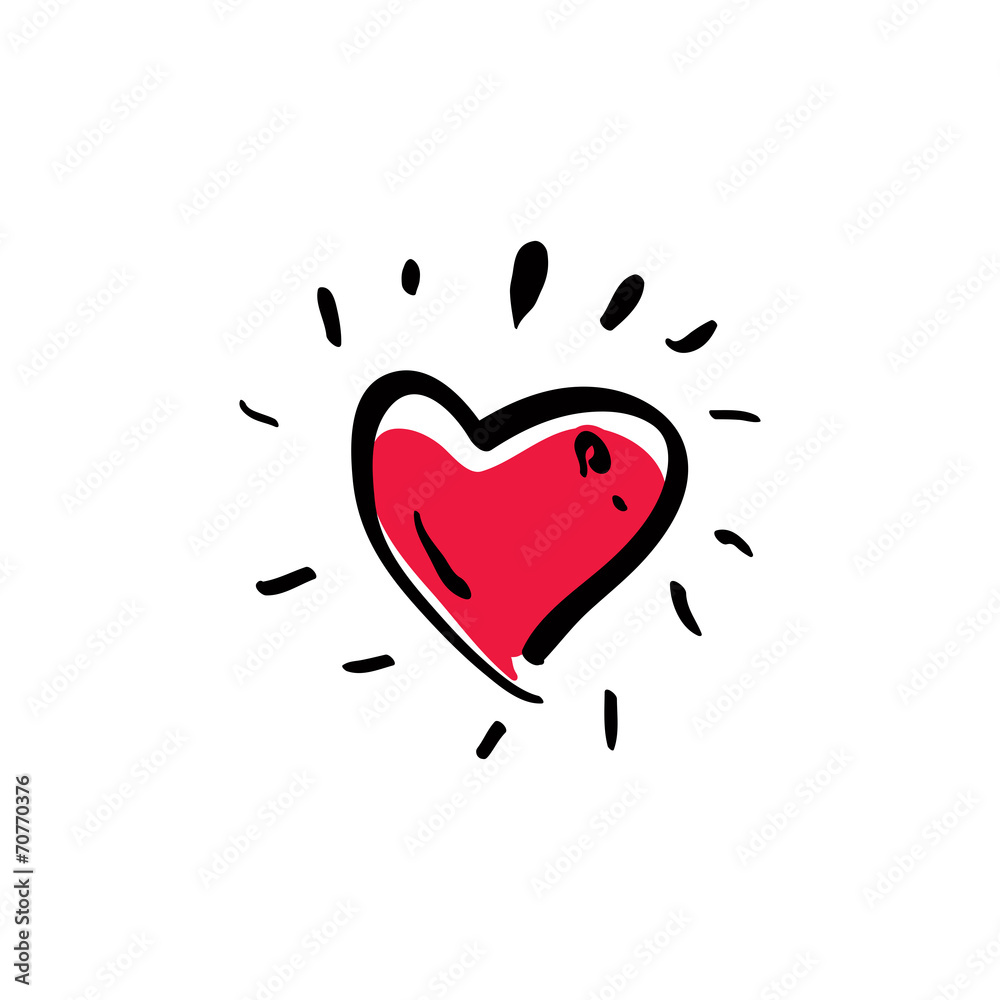 Illustrated red love heart isolated on white background, vector Illustrated red love heart isolated on white background, vector