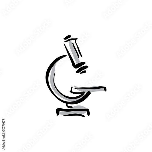 Illustrated vector microscope icon, medical equipment.