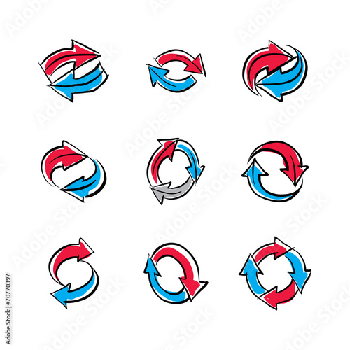 Vector multimedia refresh icons, set of illustrated multimedia b
