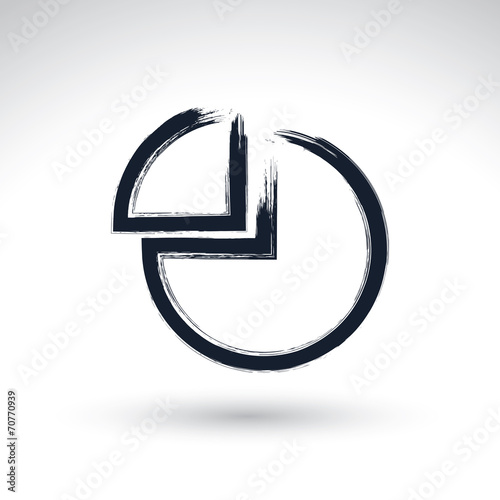Brush drawing simple diagram chart, painted business graph icon,