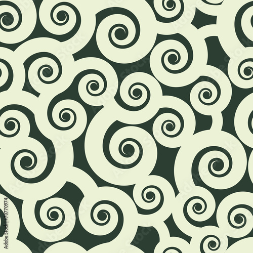 Curly waves seamless pattern, vector background.