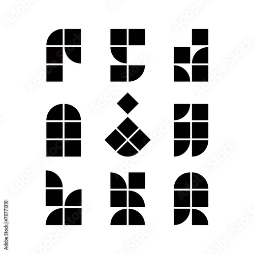 Abstract geometric simplistic icons set, vector symbols.