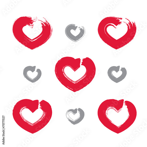 Set of hand-drawn red love ...
