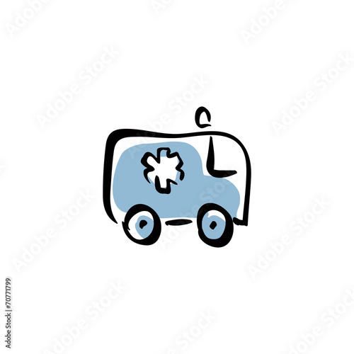 Illustrated ambulance car, ...