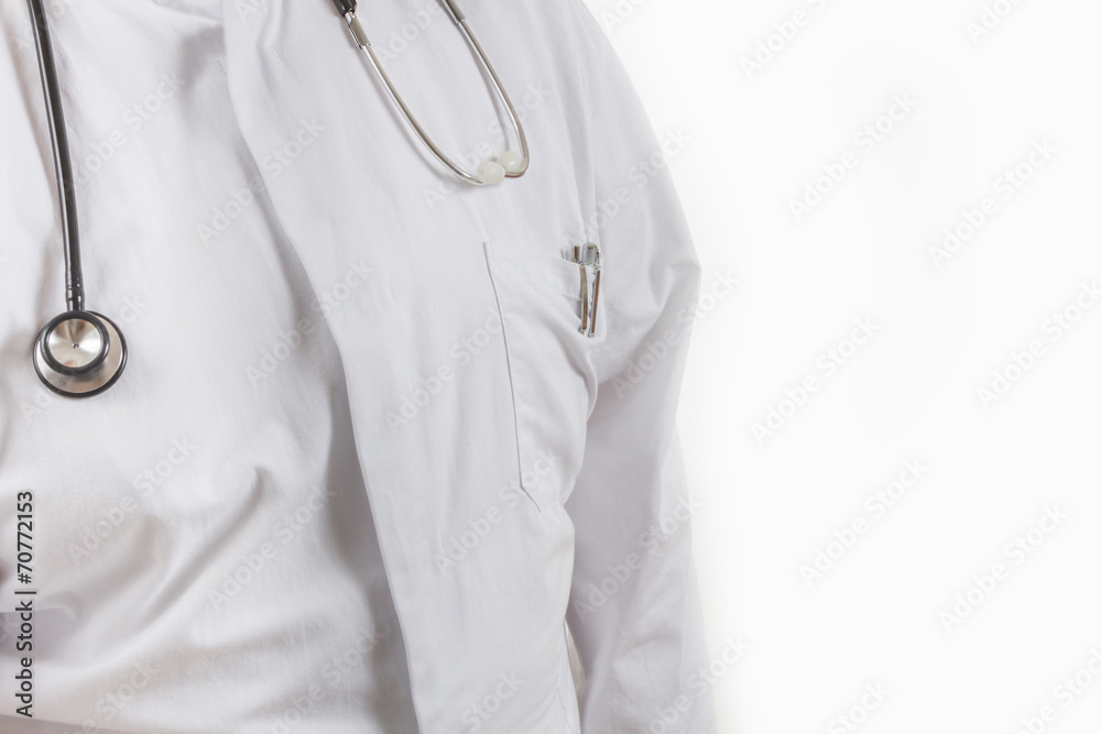 Doctor in laboratory coat with stethoscope Doctor in laboratory coat with stethoscope